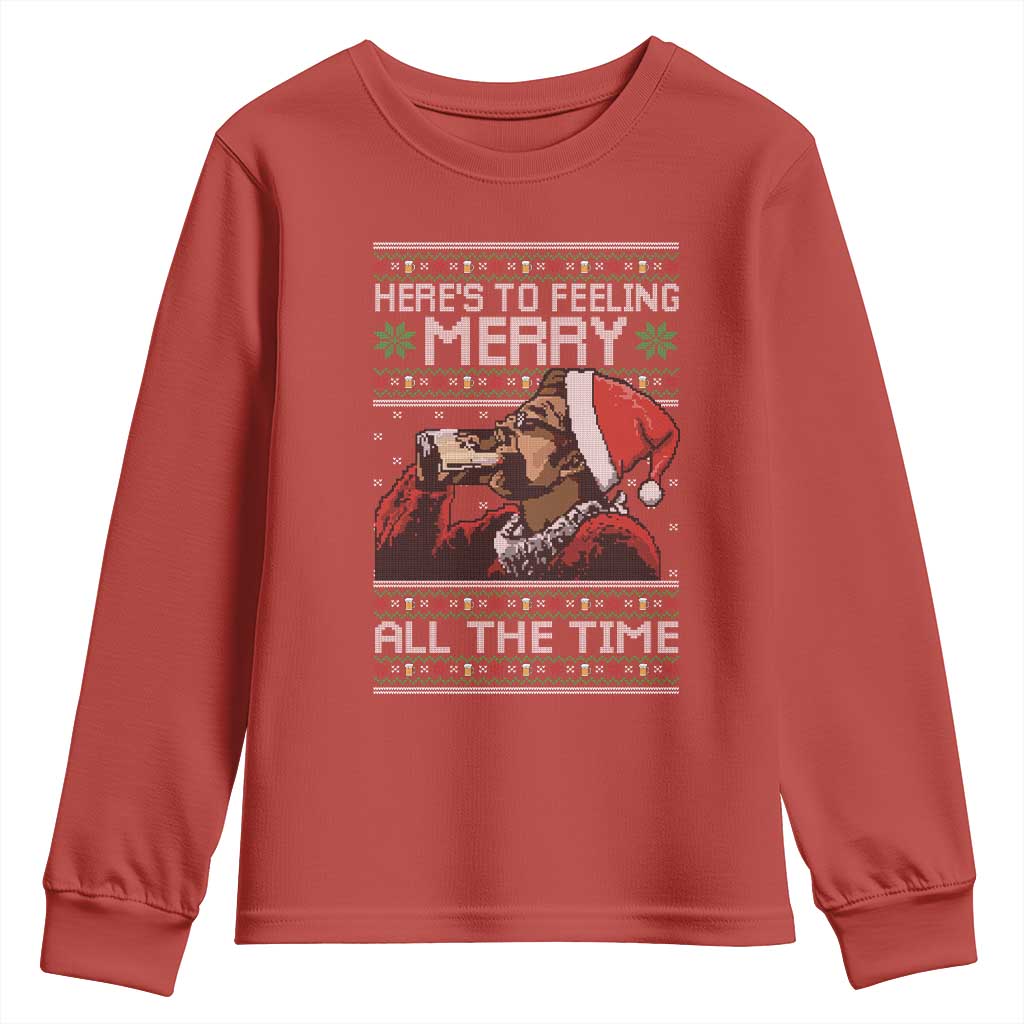 Here To Feeling Merry All The Time Christmas Youth Sweatshirt Funny Xmas Comedy Movie - Wonder Print Shop