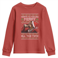 Here To Feeling Merry All The Time Christmas Youth Sweatshirt Funny Xmas Comedy Movie - Wonder Print Shop
