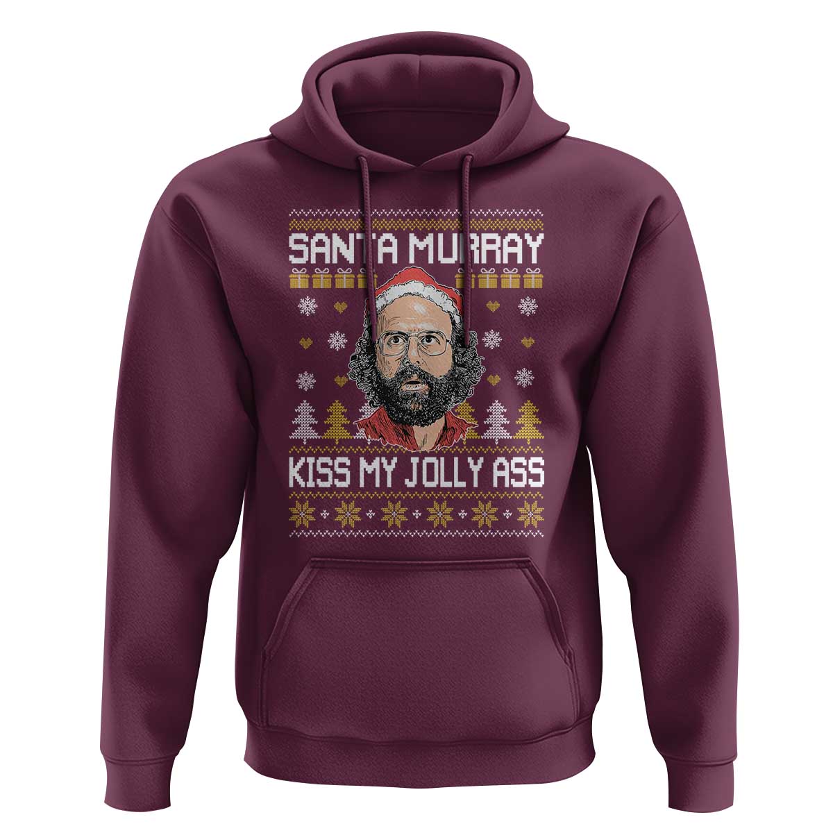 Funny Stranger Murray Christmas Hoodie Santa Murray Kiss My Jolly Ass - Wonder Print Shop