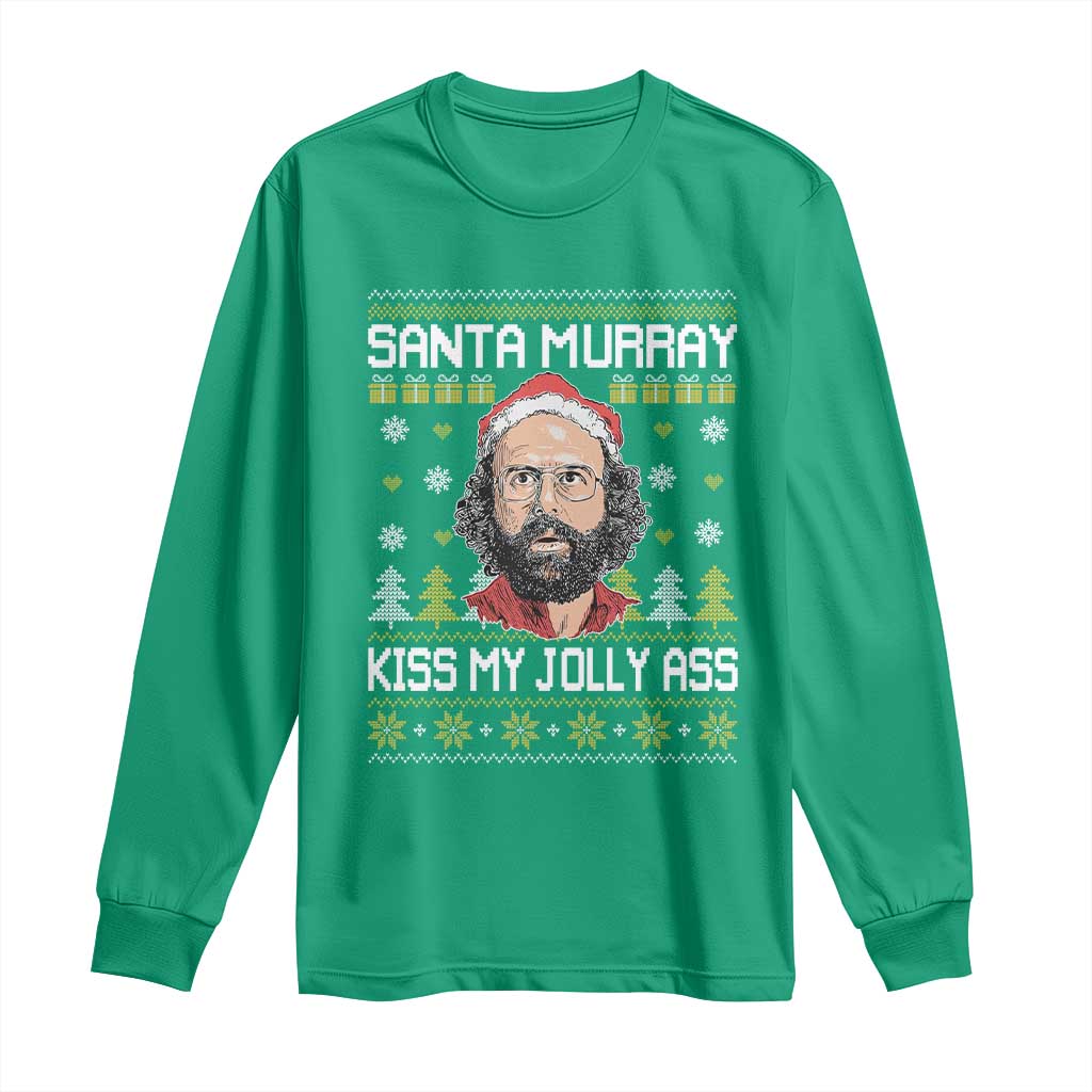 Funny Stranger Murray Christmas Long Sleeve Shirt Santa Murray Kiss My Jolly Ass - Wonder Print Shop