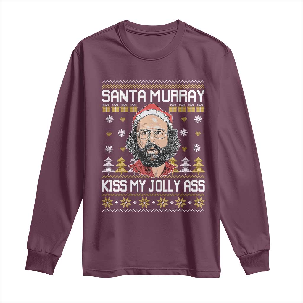 Funny Stranger Murray Christmas Long Sleeve Shirt Santa Murray Kiss My Jolly Ass - Wonder Print Shop
