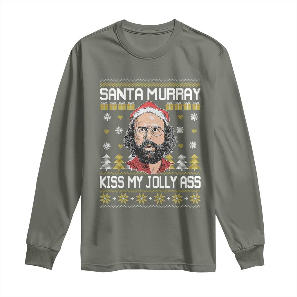 Funny Stranger Murray Christmas Long Sleeve Shirt Santa Murray Kiss My Jolly Ass - Wonder Print Shop