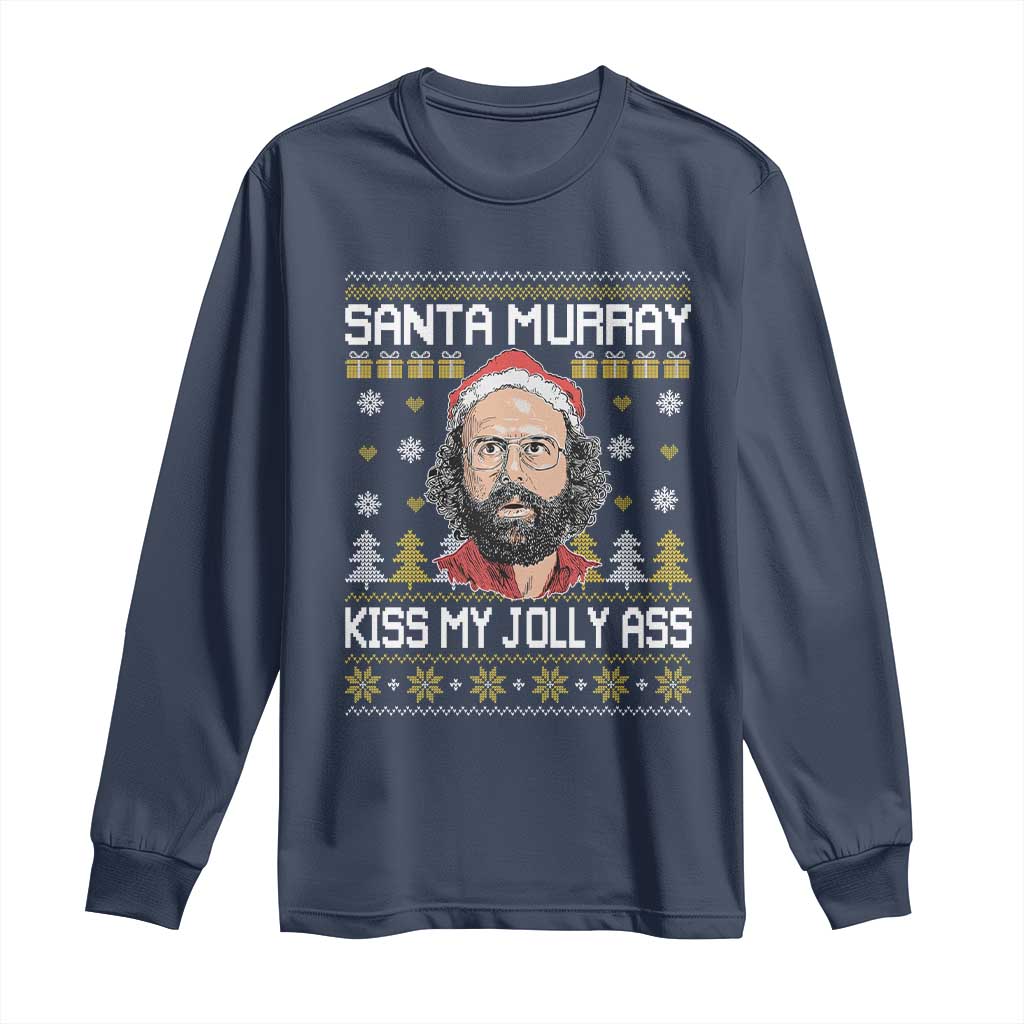 Funny Stranger Murray Christmas Long Sleeve Shirt Santa Murray Kiss My Jolly Ass - Wonder Print Shop