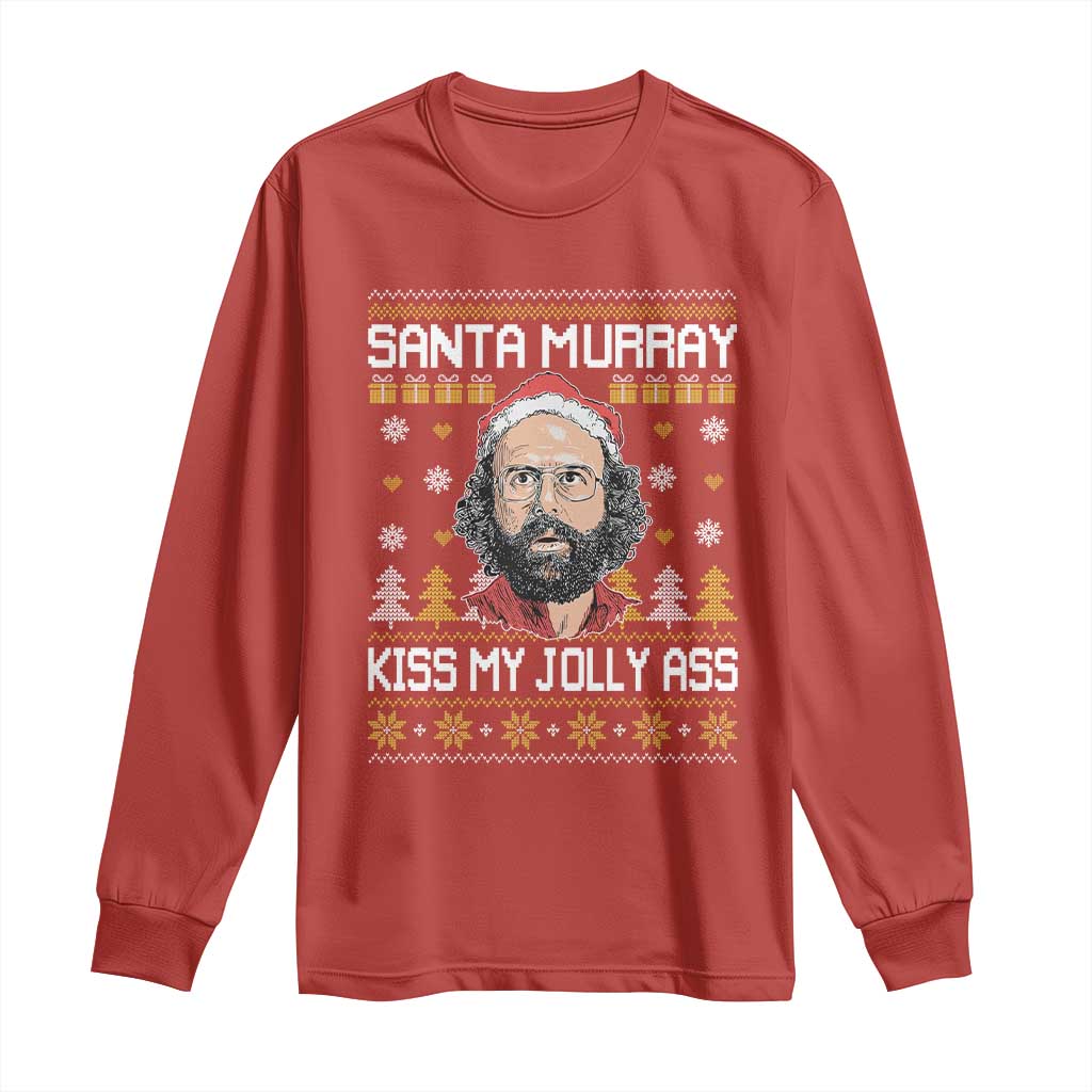 Funny Stranger Murray Christmas Long Sleeve Shirt Santa Murray Kiss My Jolly Ass - Wonder Print Shop