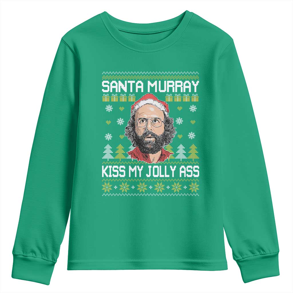 Funny Stranger Murray Christmas Youth Sweatshirt Santa Murray Kiss My Jolly Ass - Wonder Print Shop