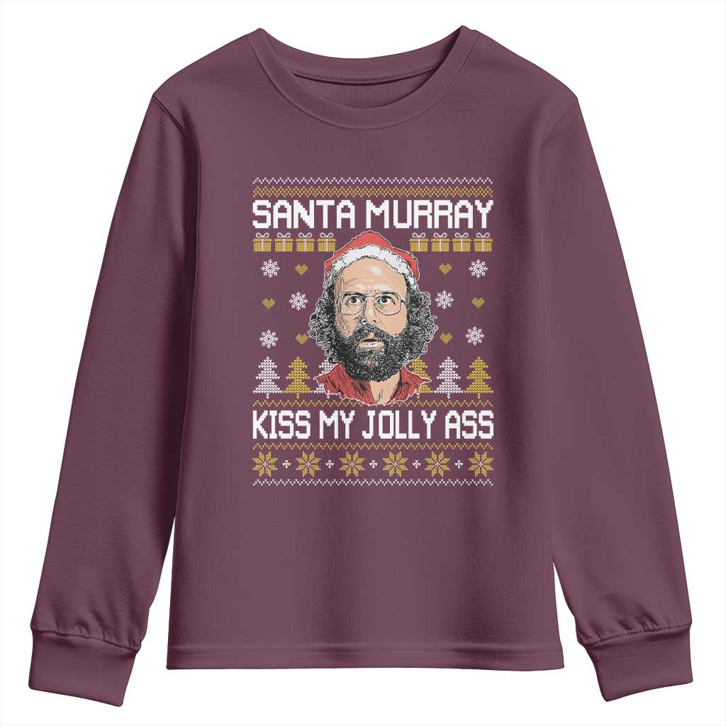 Funny Stranger Murray Christmas Youth Sweatshirt Santa Murray Kiss My Jolly Ass - Wonder Print Shop