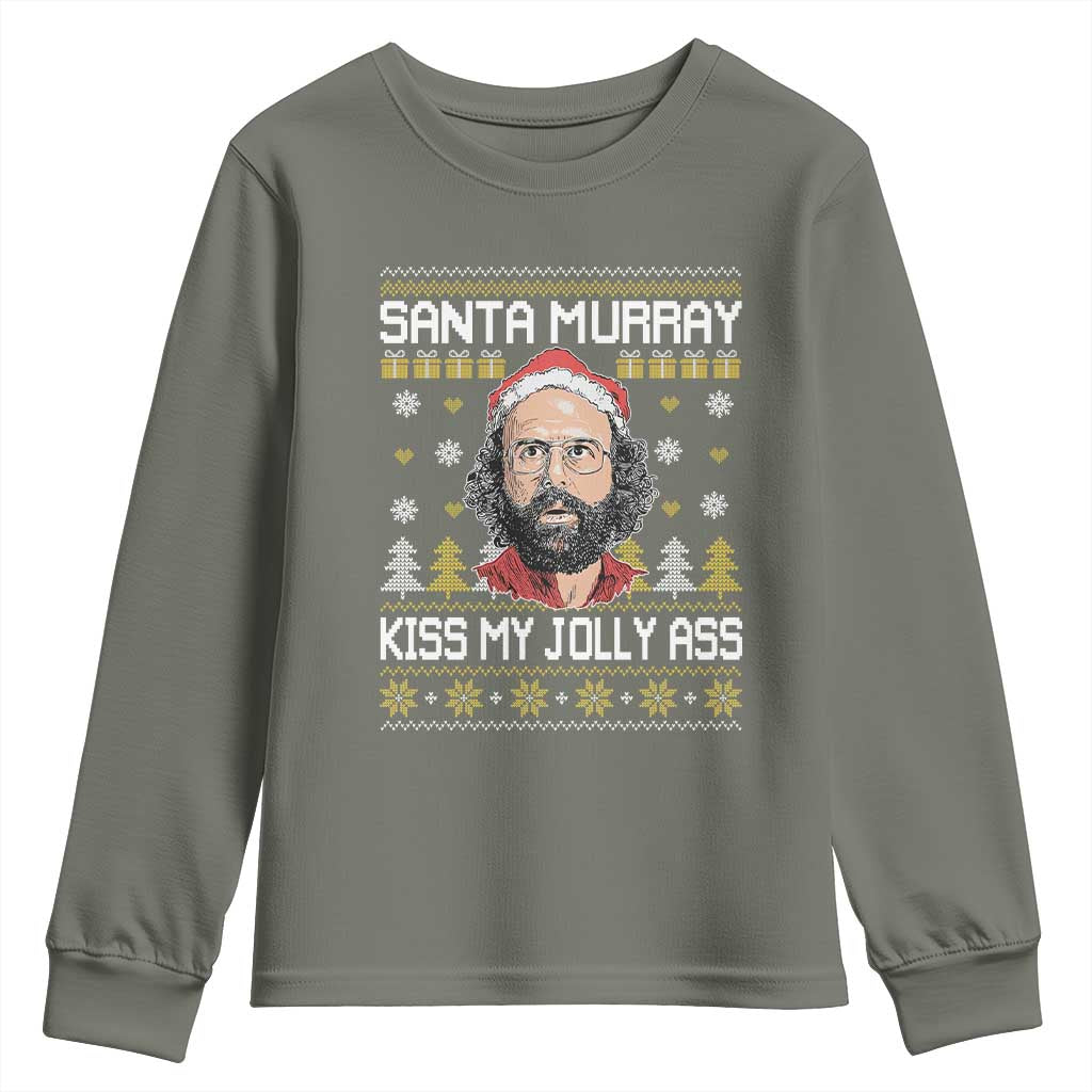Funny Stranger Murray Christmas Youth Sweatshirt Santa Murray Kiss My Jolly Ass - Wonder Print Shop