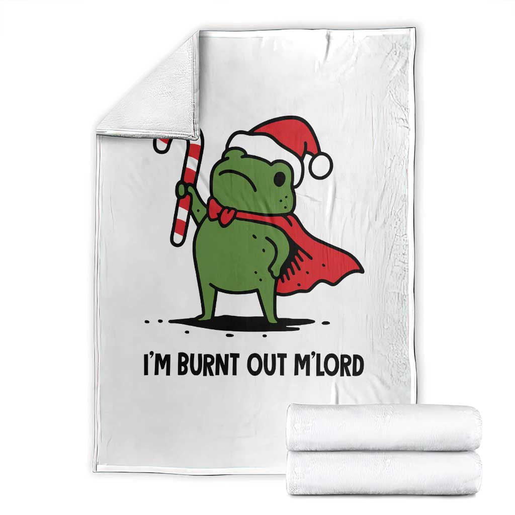 Funny Christmas Frog Knight Throw Blanket I Am Burnt Out M Lord Medieval Meme Candy Cane - Wonder Print Shop