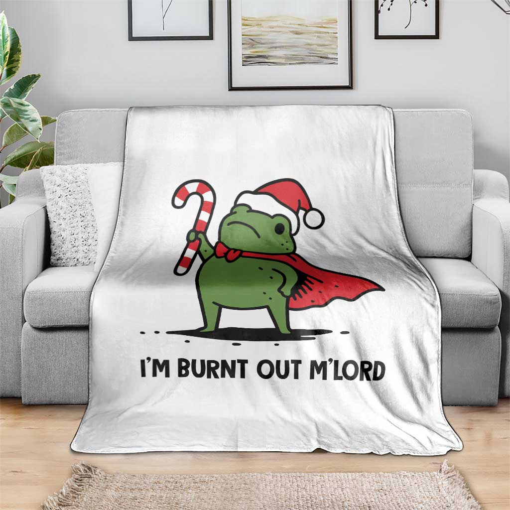 Funny Christmas Frog Knight Throw Blanket I Am Burnt Out M Lord Medieval Meme Candy Cane - Wonder Print Shop