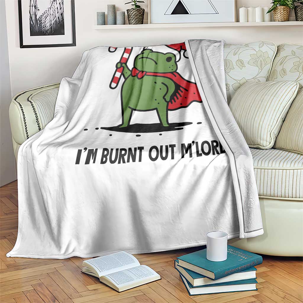 Funny Christmas Frog Knight Throw Blanket I Am Burnt Out M Lord Medieval Meme Candy Cane - Wonder Print Shop