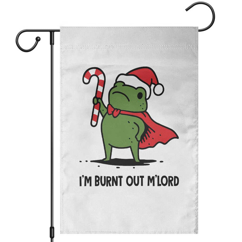 Funny Christmas Frog Knight Garden Flag I Am Burnt Out M Lord Medieval Meme Candy Cane - Wonder Print Shop