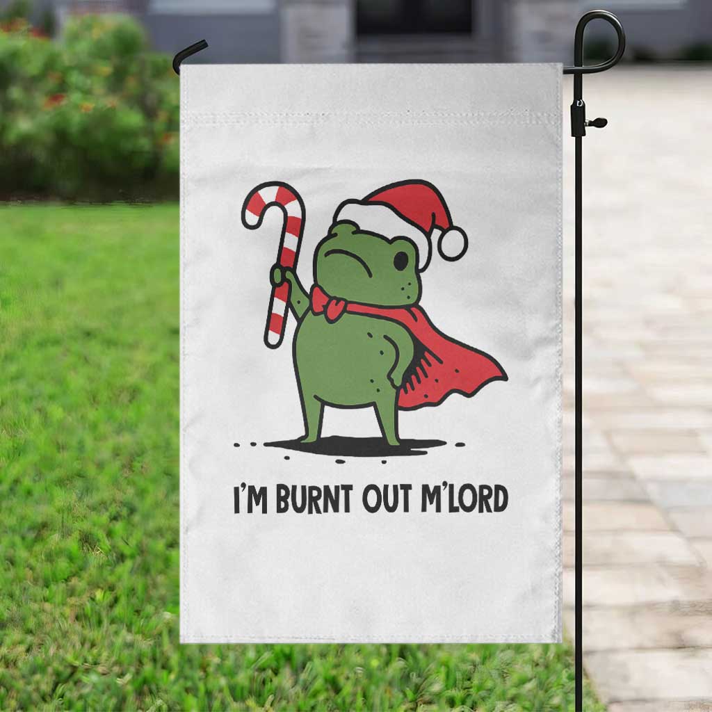 Funny Christmas Frog Knight Garden Flag I Am Burnt Out M Lord Medieval Meme Candy Cane - Wonder Print Shop
