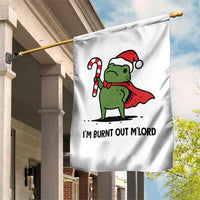 Funny Christmas Frog Knight Garden Flag I Am Burnt Out M Lord Medieval Meme Candy Cane - Wonder Print Shop