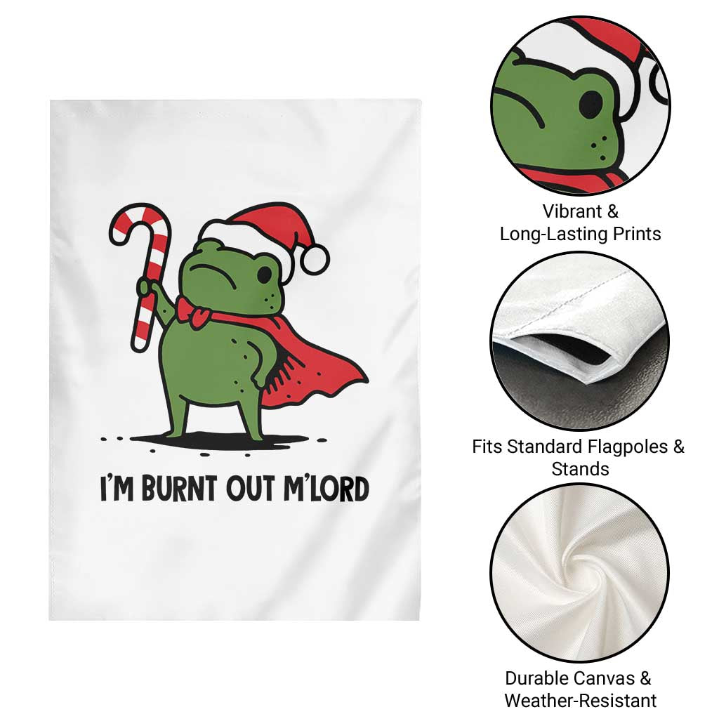 Funny Christmas Frog Knight Garden Flag I Am Burnt Out M Lord Medieval Meme Candy Cane - Wonder Print Shop