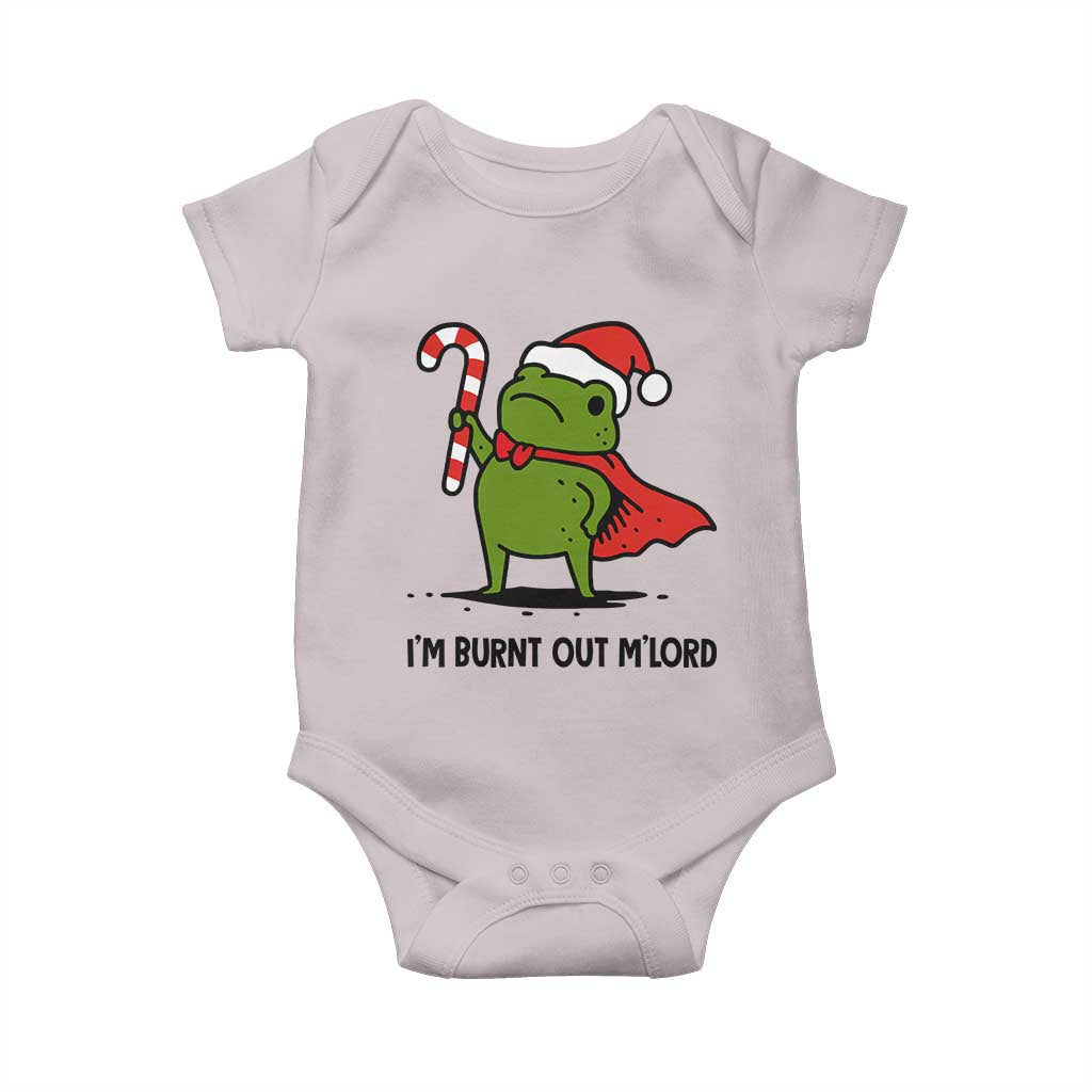 Funny Christmas Frog Knight Baby Onesie I Am Burnt Out M Lord Medieval Meme Candy Cane - Wonder Print Shop