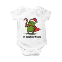 Funny Christmas Frog Knight Baby Onesie I Am Burnt Out M Lord Medieval Meme Candy Cane - Wonder Print Shop