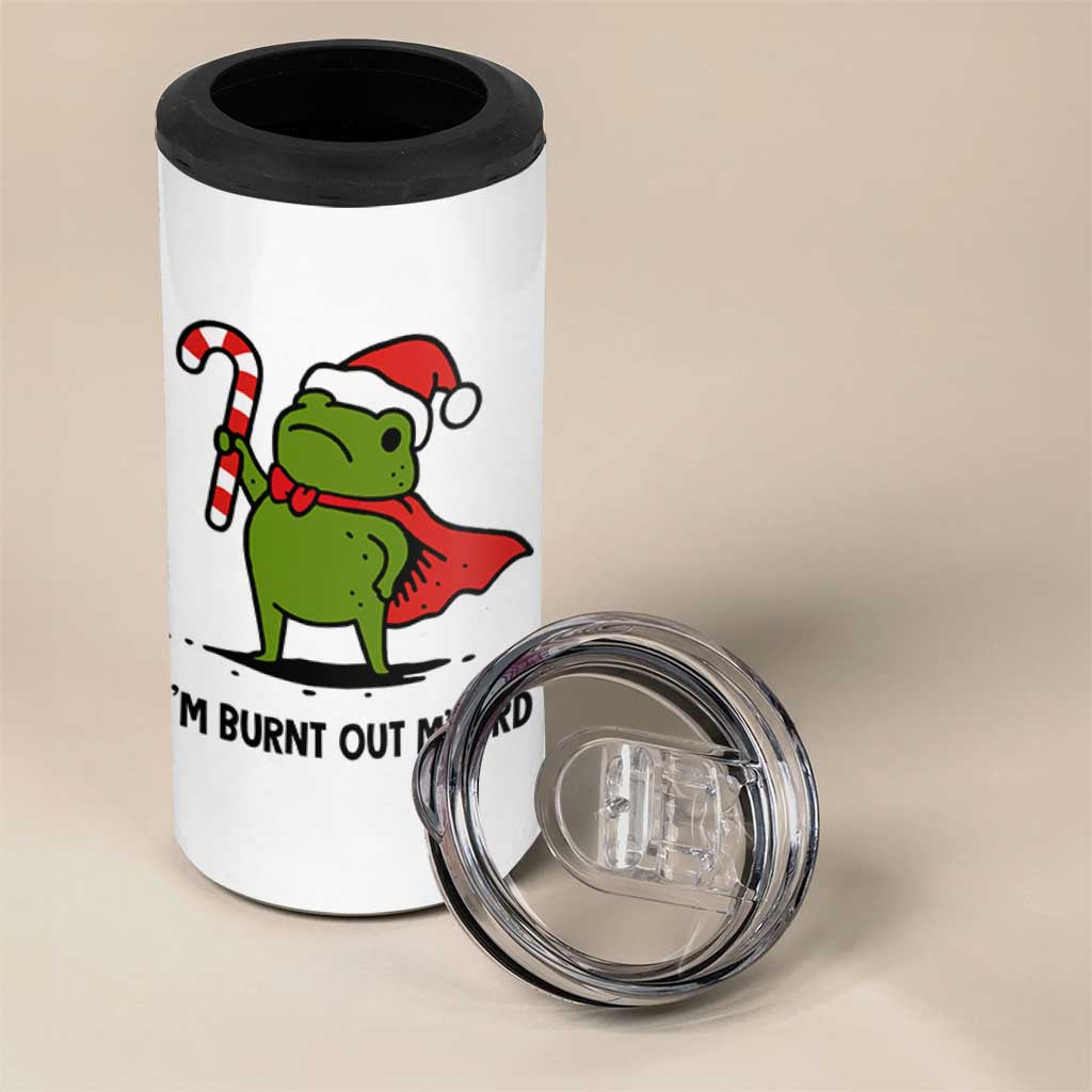 Funny Christmas Frog Knight 4 in 1 Can Cooler Tumbler I Am Burnt Out M Lord Medieval Meme Candy Cane - Wonder Print Shop
