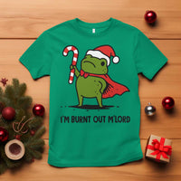 Funny Christmas Frog Knight T Shirt I Am Burnt Out M Lord Medieval Meme Candy Cane - Wonder Print Shop