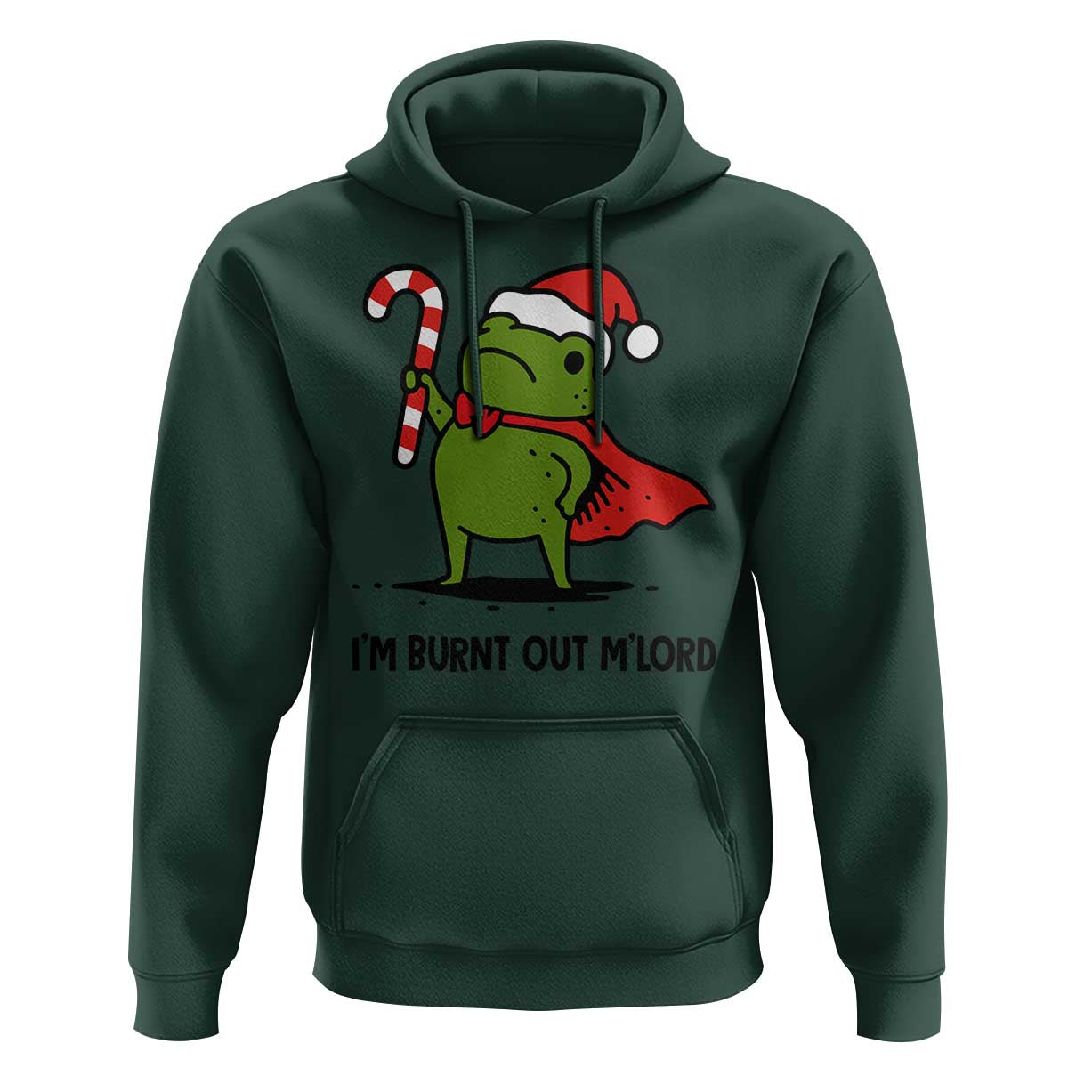 Funny Christmas Frog Knight Hoodie I Am Burnt Out M Lord Medieval Meme Candy Cane - Wonder Print Shop
