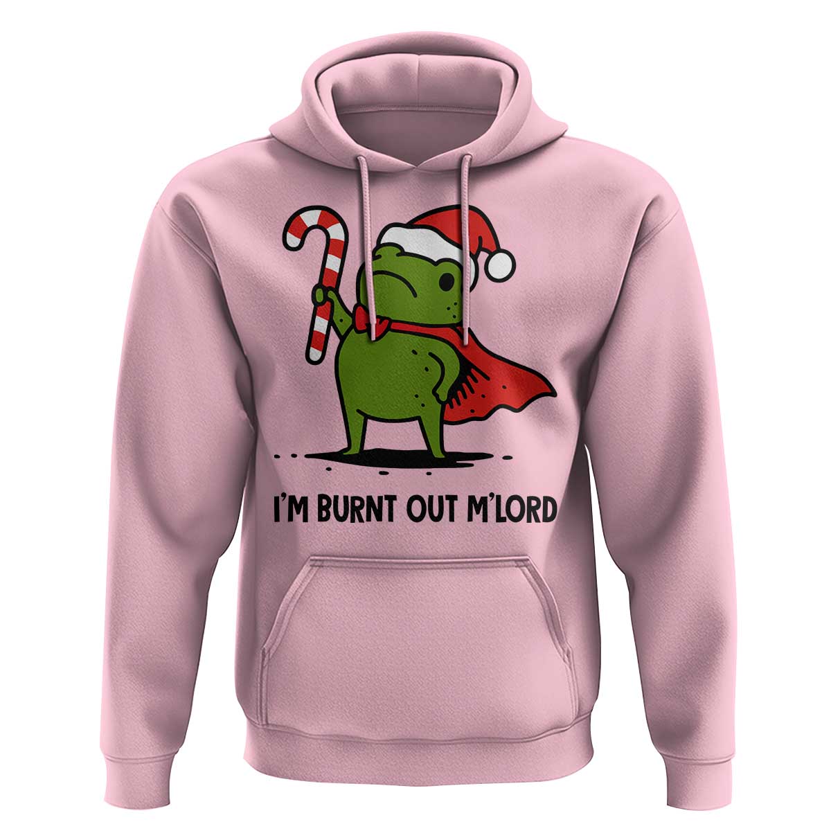 Funny Christmas Frog Knight Hoodie I Am Burnt Out M Lord Medieval Meme Candy Cane - Wonder Print Shop