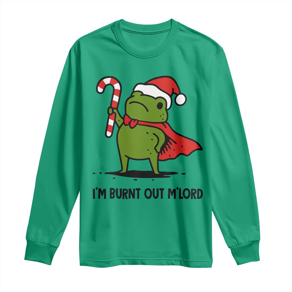 Funny Christmas Frog Knight Long Sleeve Shirt I Am Burnt Out M Lord Medieval Meme Candy Cane - Wonder Print Shop