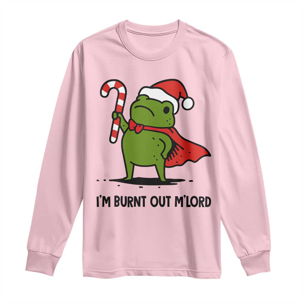 Funny Christmas Frog Knight Long Sleeve Shirt I Am Burnt Out M Lord Medieval Meme Candy Cane - Wonder Print Shop