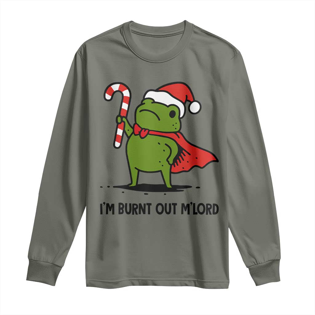 Funny Christmas Frog Knight Long Sleeve Shirt I Am Burnt Out M Lord Medieval Meme Candy Cane - Wonder Print Shop
