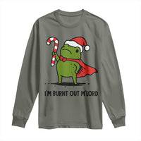 Funny Christmas Frog Knight Long Sleeve Shirt I Am Burnt Out M Lord Medieval Meme Candy Cane - Wonder Print Shop