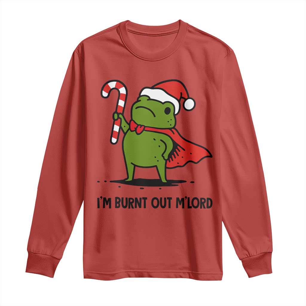 Funny Christmas Frog Knight Long Sleeve Shirt I Am Burnt Out M Lord Medieval Meme Candy Cane - Wonder Print Shop