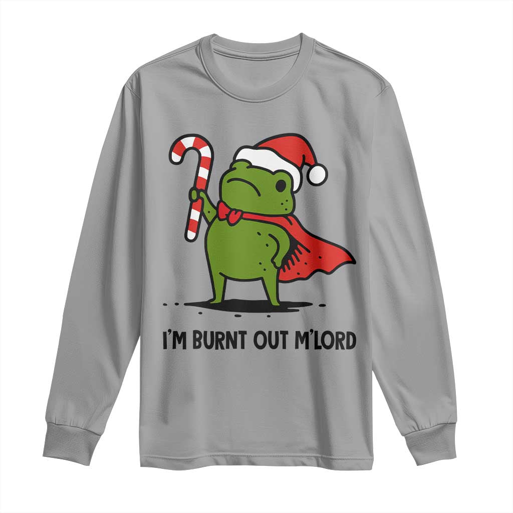 Funny Christmas Frog Knight Long Sleeve Shirt I Am Burnt Out M Lord Medieval Meme Candy Cane - Wonder Print Shop