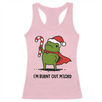 Funny Christmas Frog Knight Racerback Tank Top I Am Burnt Out M Lord Medieval Meme Candy Cane - Wonder Print Shop