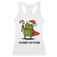 Funny Christmas Frog Knight Racerback Tank Top I Am Burnt Out M Lord Medieval Meme Candy Cane - Wonder Print Shop