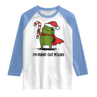 Funny Christmas Frog Knight Raglan Shirt I Am Burnt Out M Lord Medieval Meme Candy Cane - Wonder Print Shop