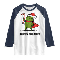 Funny Christmas Frog Knight Raglan Shirt I Am Burnt Out M Lord Medieval Meme Candy Cane - Wonder Print Shop