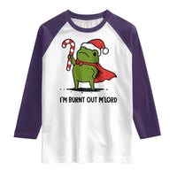 Funny Christmas Frog Knight Raglan Shirt I Am Burnt Out M Lord Medieval Meme Candy Cane - Wonder Print Shop