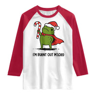 Funny Christmas Frog Knight Raglan Shirt I Am Burnt Out M Lord Medieval Meme Candy Cane - Wonder Print Shop