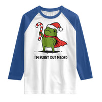 Funny Christmas Frog Knight Raglan Shirt I Am Burnt Out M Lord Medieval Meme Candy Cane - Wonder Print Shop