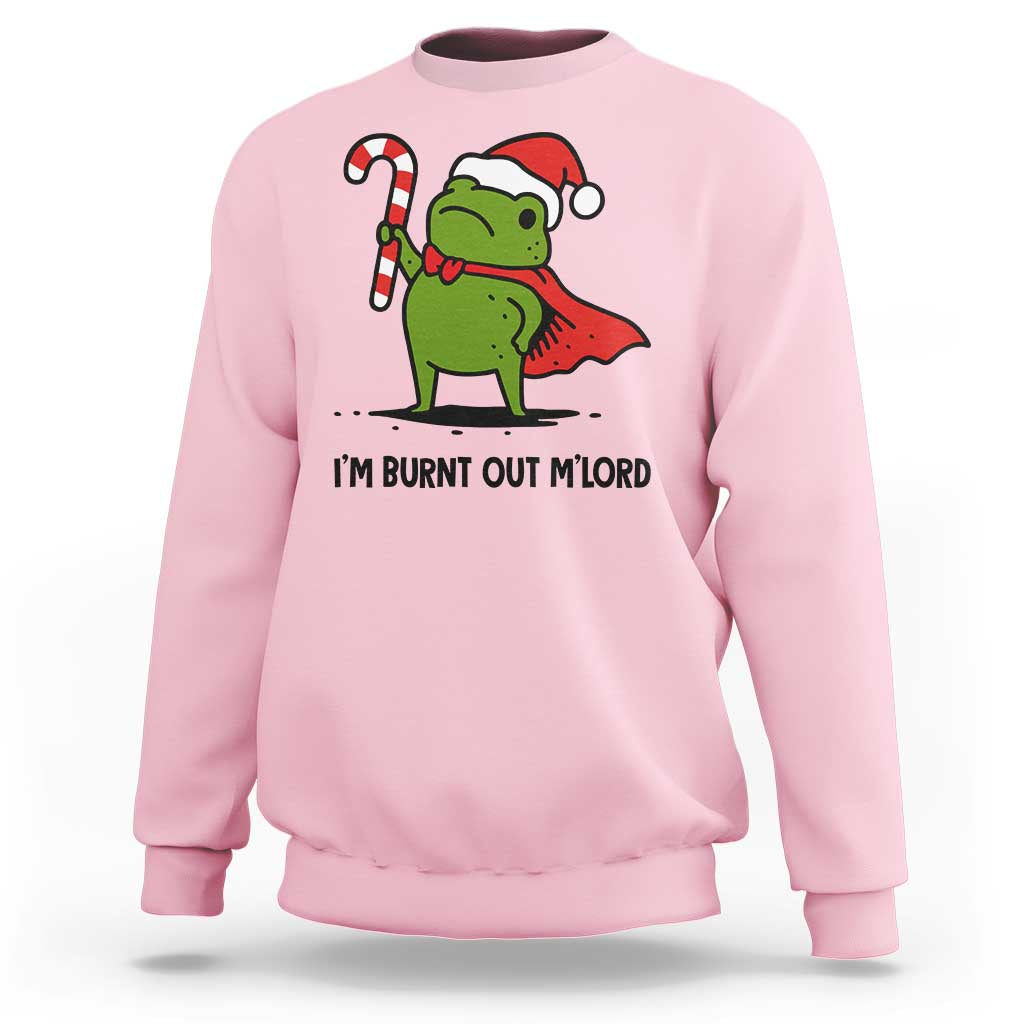 Funny Christmas Frog Knight Sweatshirt I Am Burnt Out M Lord Medieval Meme Candy Cane - Wonder Print Shop