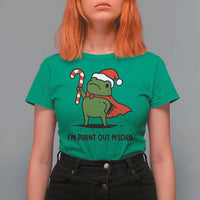 Funny Christmas Frog Knight T Shirt For Women I Am Burnt Out M Lord Medieval Meme Candy Cane - Wonder Print Shop