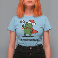 Funny Christmas Frog Knight T Shirt For Women I Am Burnt Out M Lord Medieval Meme Candy Cane - Wonder Print Shop