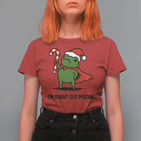 Funny Christmas Frog Knight T Shirt For Women I Am Burnt Out M Lord Medieval Meme Candy Cane - Wonder Print Shop