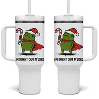 Funny Christmas Frog Knight Tumbler With Handle I Am Burnt Out M Lord Medieval Meme Candy Cane - Wonder Print Shop