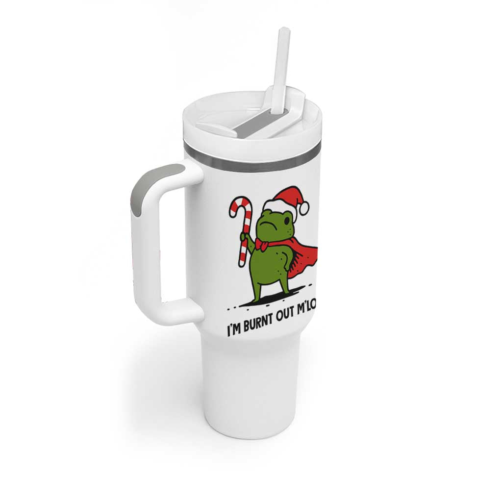 Funny Christmas Frog Knight Tumbler With Handle I Am Burnt Out M Lord Medieval Meme Candy Cane - Wonder Print Shop