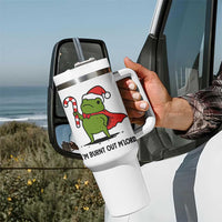 Funny Christmas Frog Knight Tumbler With Handle I Am Burnt Out M Lord Medieval Meme Candy Cane - Wonder Print Shop