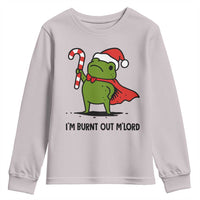Funny Christmas Frog Knight Youth Sweatshirt I Am Burnt Out M Lord Medieval Meme Candy Cane - Wonder Print Shop