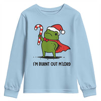 Funny Christmas Frog Knight Youth Sweatshirt I Am Burnt Out M Lord Medieval Meme Candy Cane - Wonder Print Shop