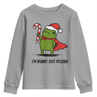 Funny Christmas Frog Knight Youth Sweatshirt I Am Burnt Out M Lord Medieval Meme Candy Cane - Wonder Print Shop