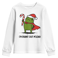 Funny Christmas Frog Knight Youth Sweatshirt I Am Burnt Out M Lord Medieval Meme Candy Cane - Wonder Print Shop