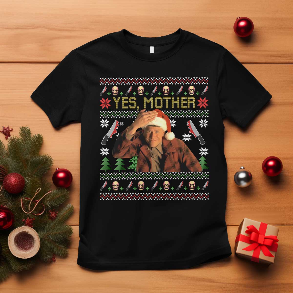 Ed Gein Christmas T Shirt Funny Yes Mother Xmas Serial Killer - Wonder Print Shop
