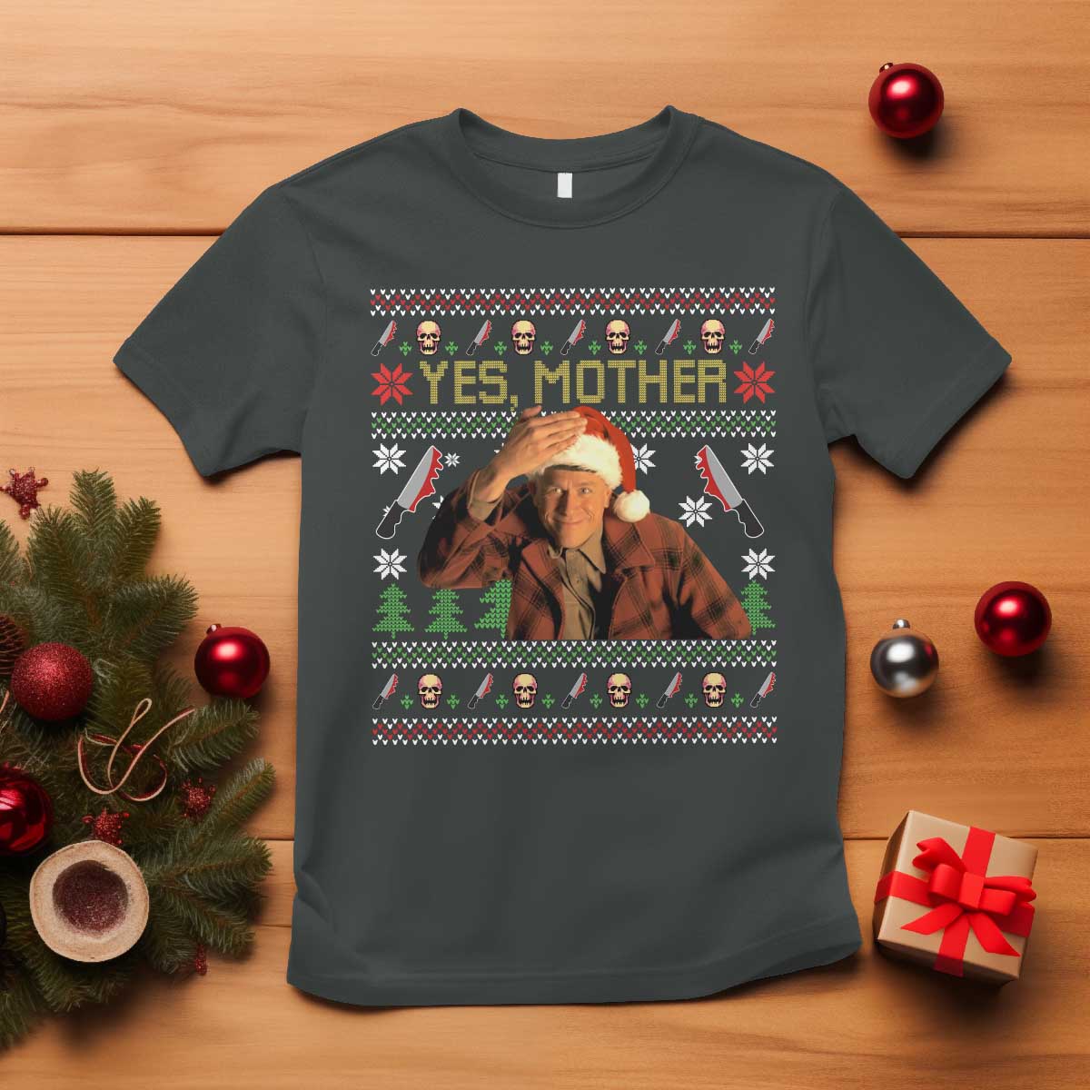 Ed Gein Christmas T Shirt Funny Yes Mother Xmas Serial Killer - Wonder Print Shop